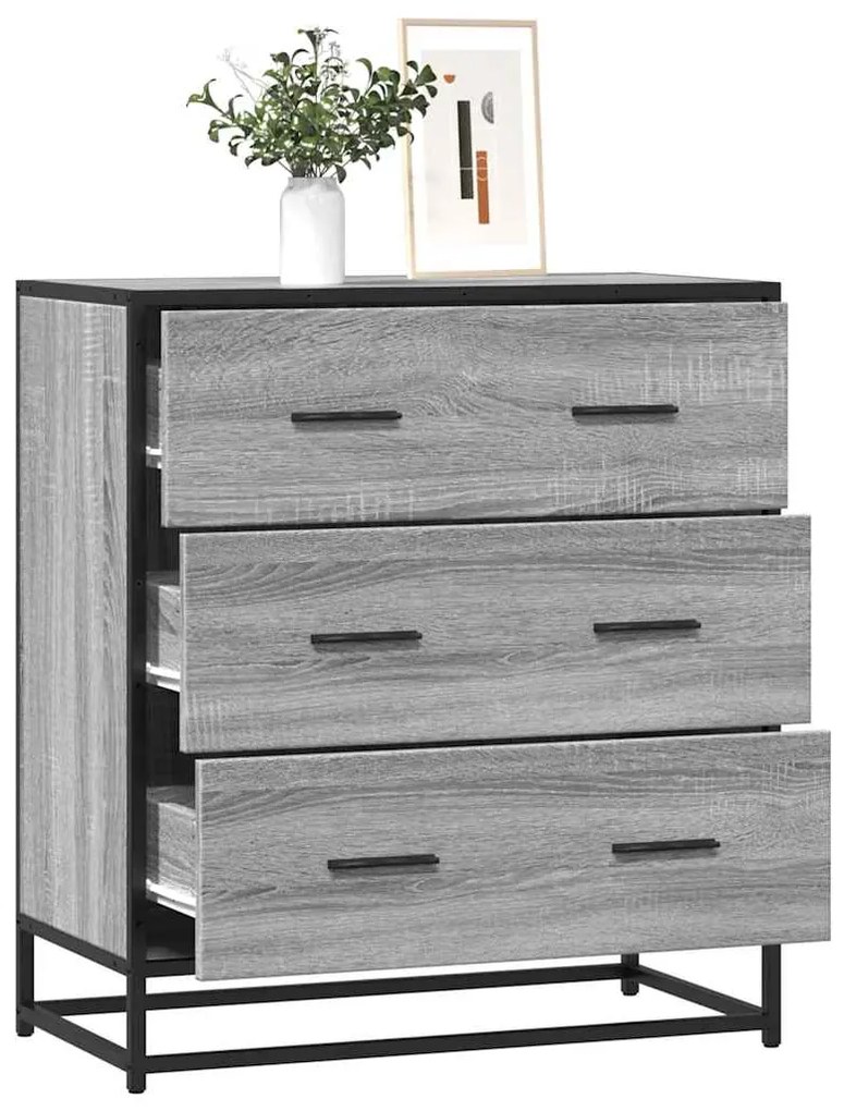 Aparador 68x35x76 cm deriv. de madeira/metal cinzento sonoma
