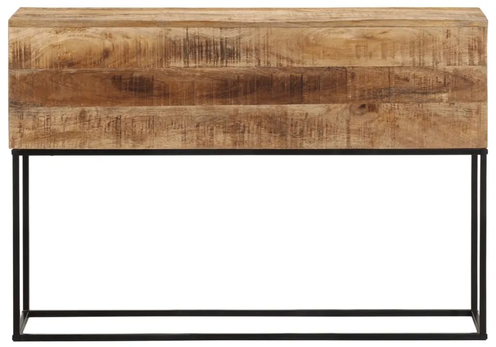Mesa consola 110x30x75 cm madeira mangueira áspera maciça/ferro