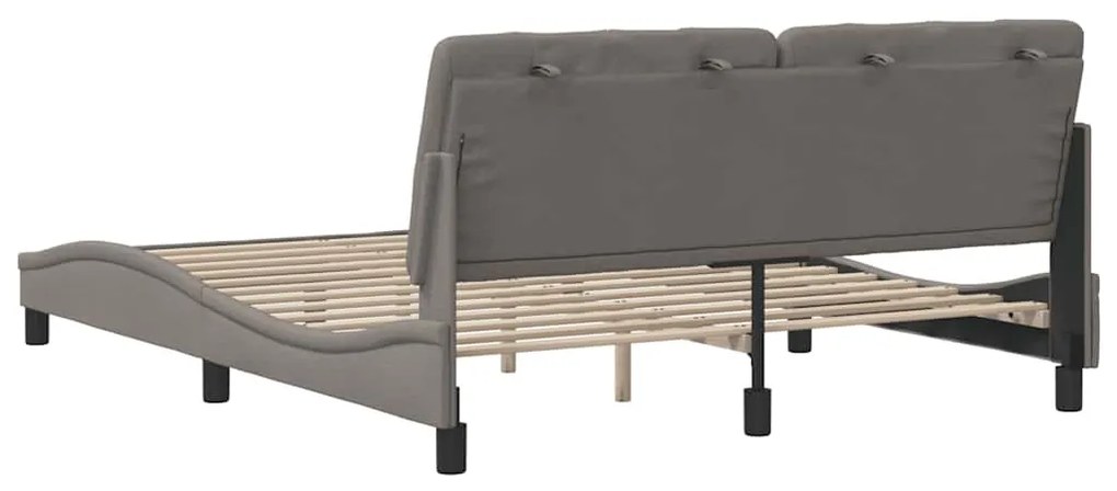 Cama sem colchão 160x200 cm tecido castanho-acinzentado