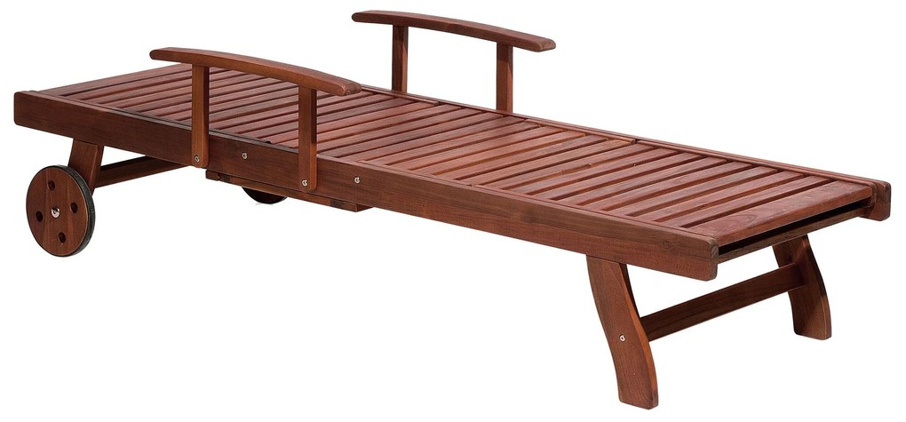 Espreguiçadeira de jardim em madeira de acácia com almofada creme TOSCANA Beliani