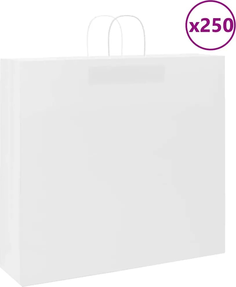 vidaXL Sacos de papel 250 unid com alças branco 54x15x49 cm