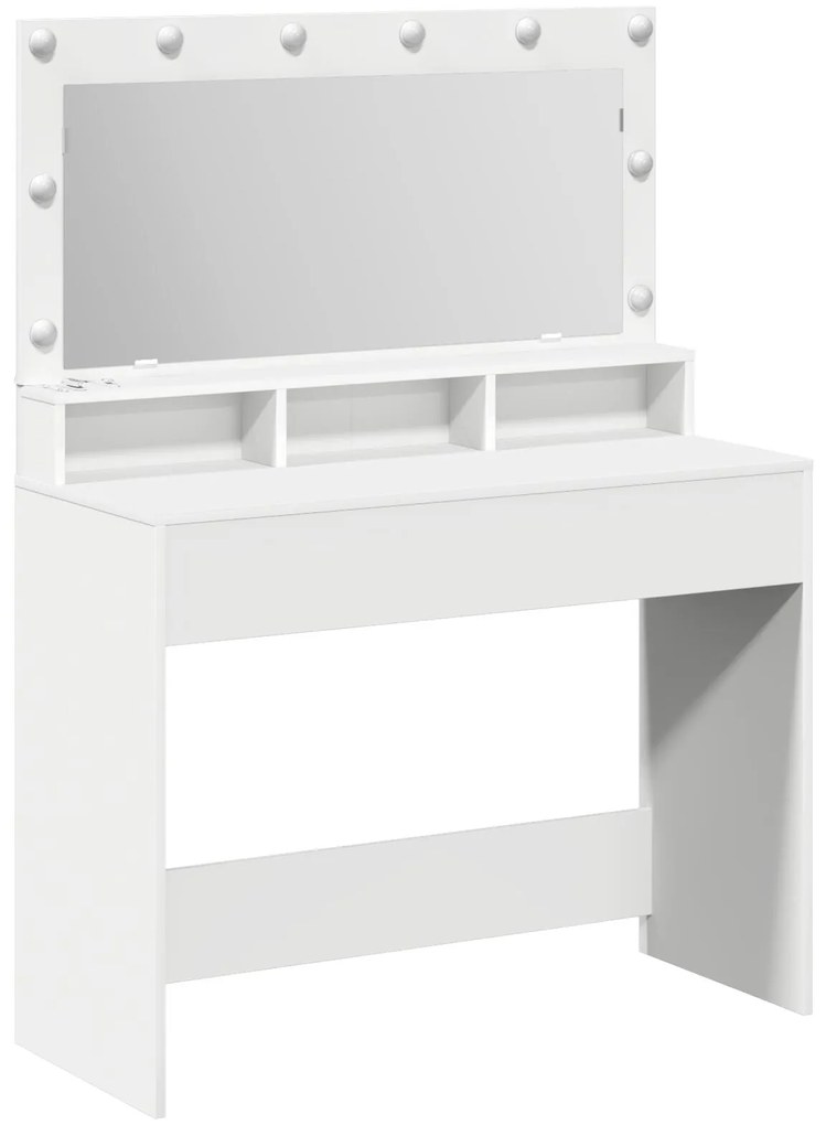 mesa de maquiagem branca vidaXL com luzes LED - 100x41x135 cm