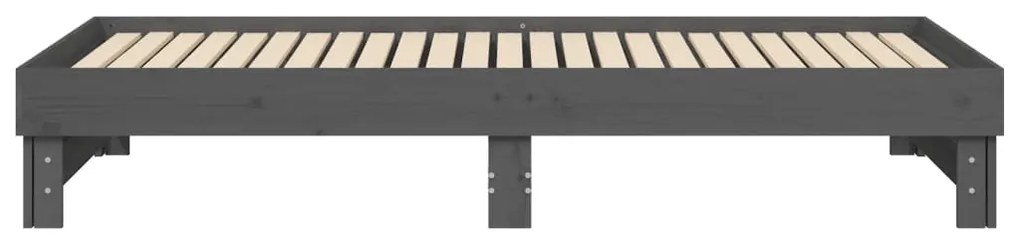 Sofá-cama de puxar 2x(100x200) cm pinho maciço cinza