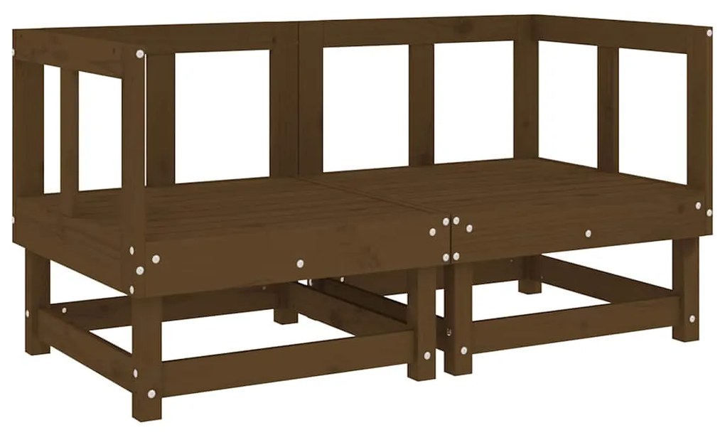 Sofás de canto com almofadões 2 pcs pinho maciço castanho-mel