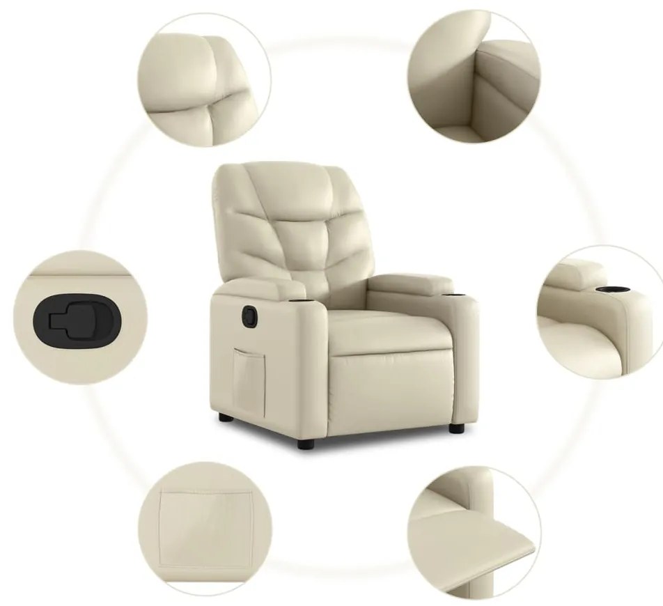 Poltrona reclinável couro artificial cor creme