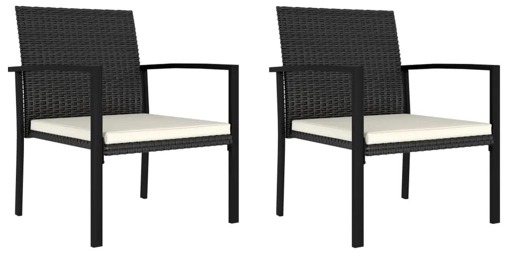 Cadeiras de jantar para jardim 2 pcs vime PE preto