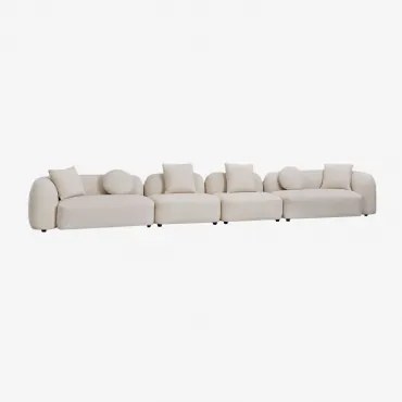 Sofá Modular De 4 Peças Em Chenille Coco Chenille Grossa Branca - Sklum