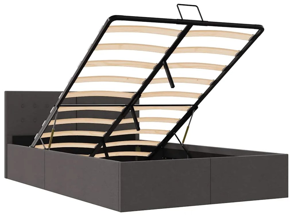 Cama hidráulica c/ arrumação 120x200cm tecido cinza-escuro