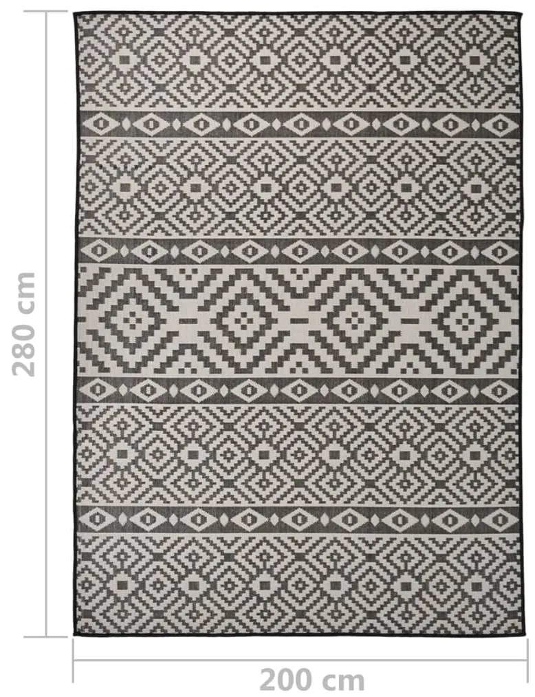 Tapete de tecido plano para exterior 200x280 cm riscas pretas