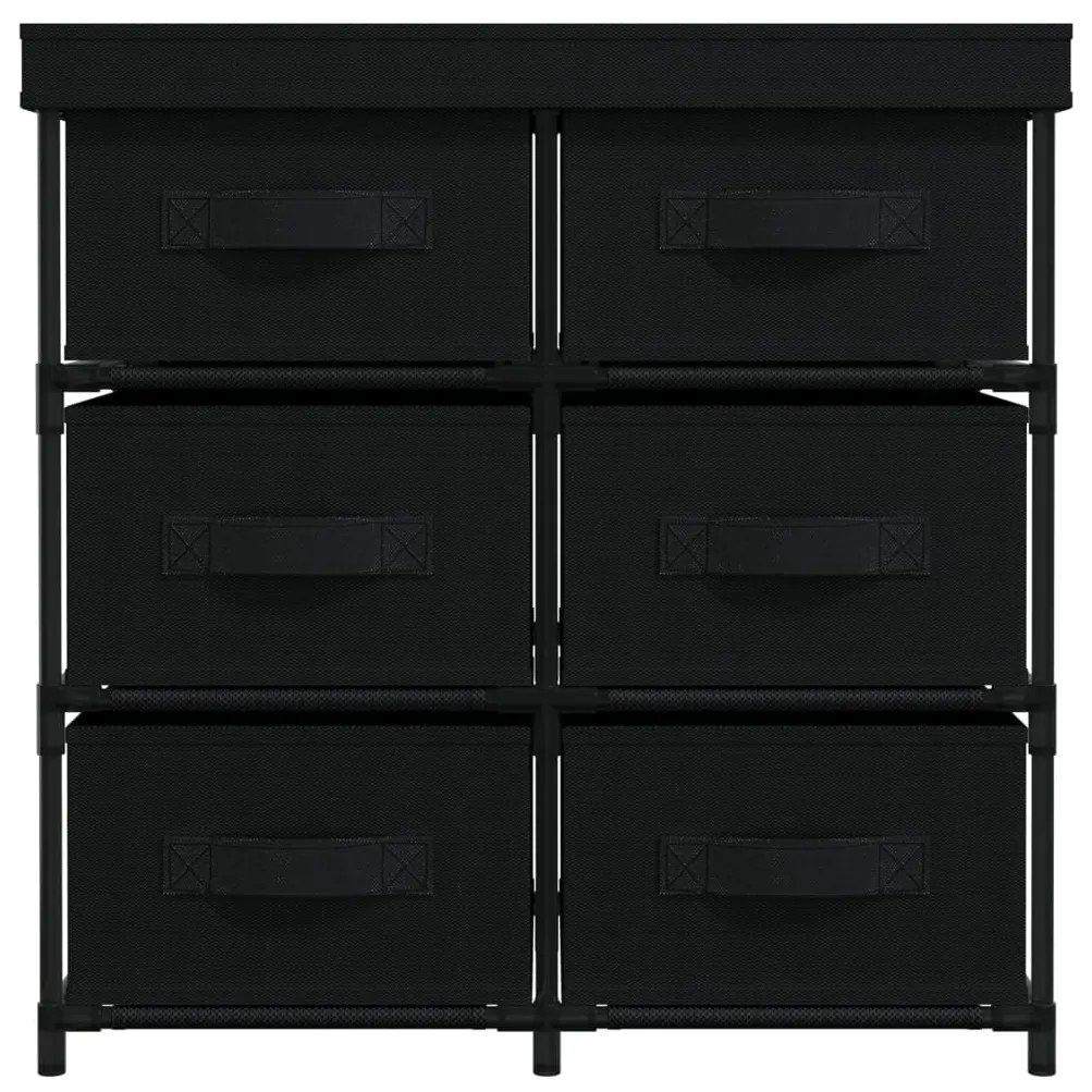Armário de arrumação com 6 gavetas 55x29x55 cm aço preto