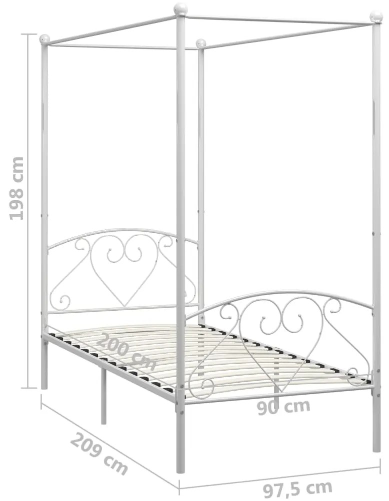 Estrutura de cama com dossel metal branco 90x200 cm