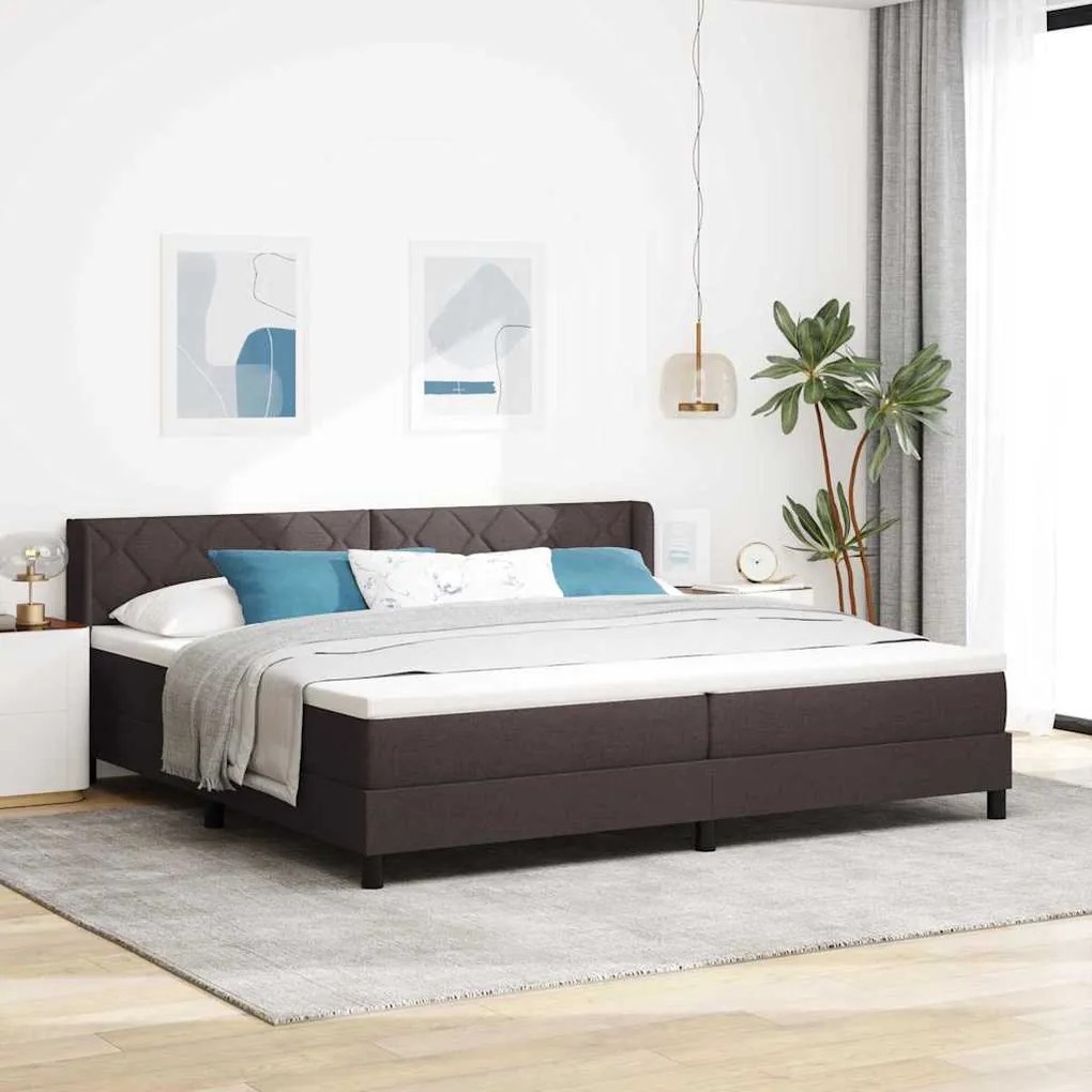 vidaXL Cama Box Marrom Escuro 200 x 200 cm Tecido e Espuma