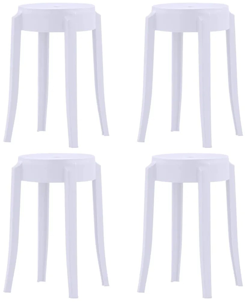vidaXL Bancos empilháveis 4 pcs plástico branco