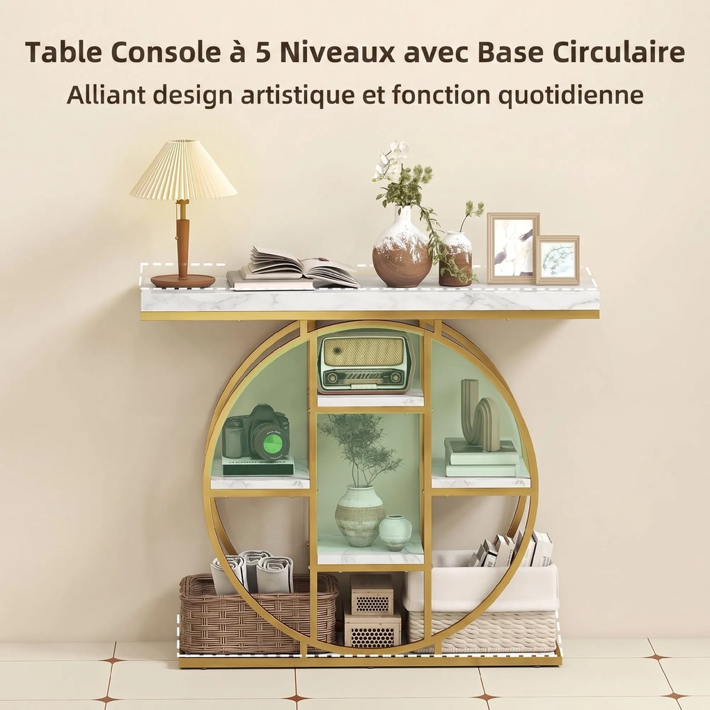 Mesa Consola de Entrada, 100 x 30 x 815 cm, 6 Prateleiras, Branco