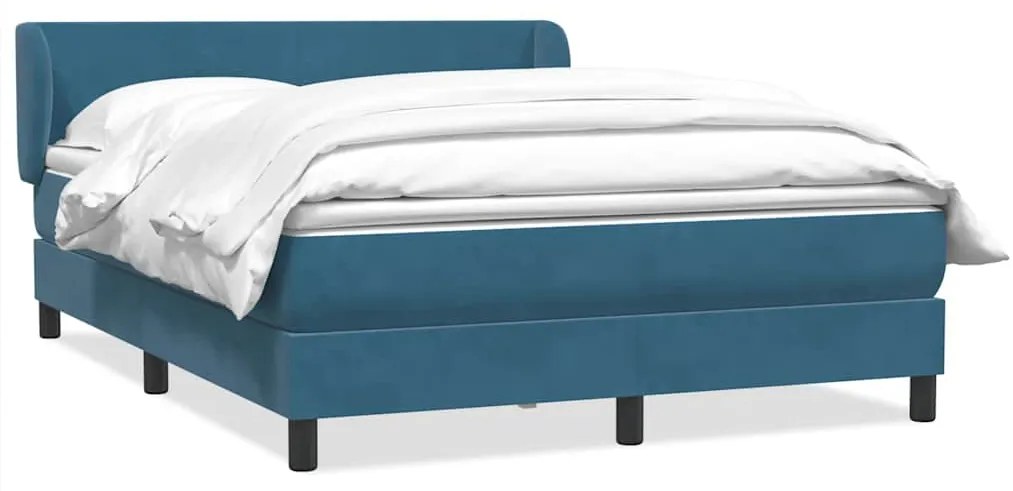 vidaXL Cama com molas/colchão 140x220 cm veludo azul-escuro
