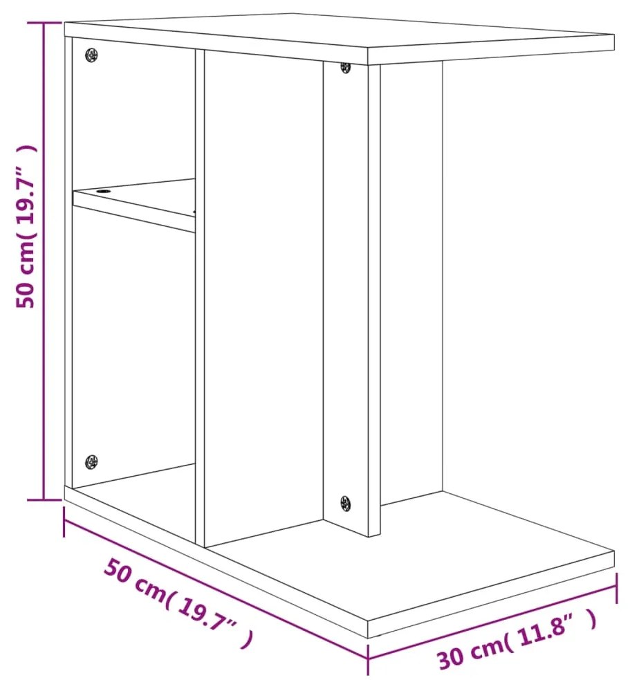 Mesa de apoio 50x30x50 cm contraplacado cinzento cimento