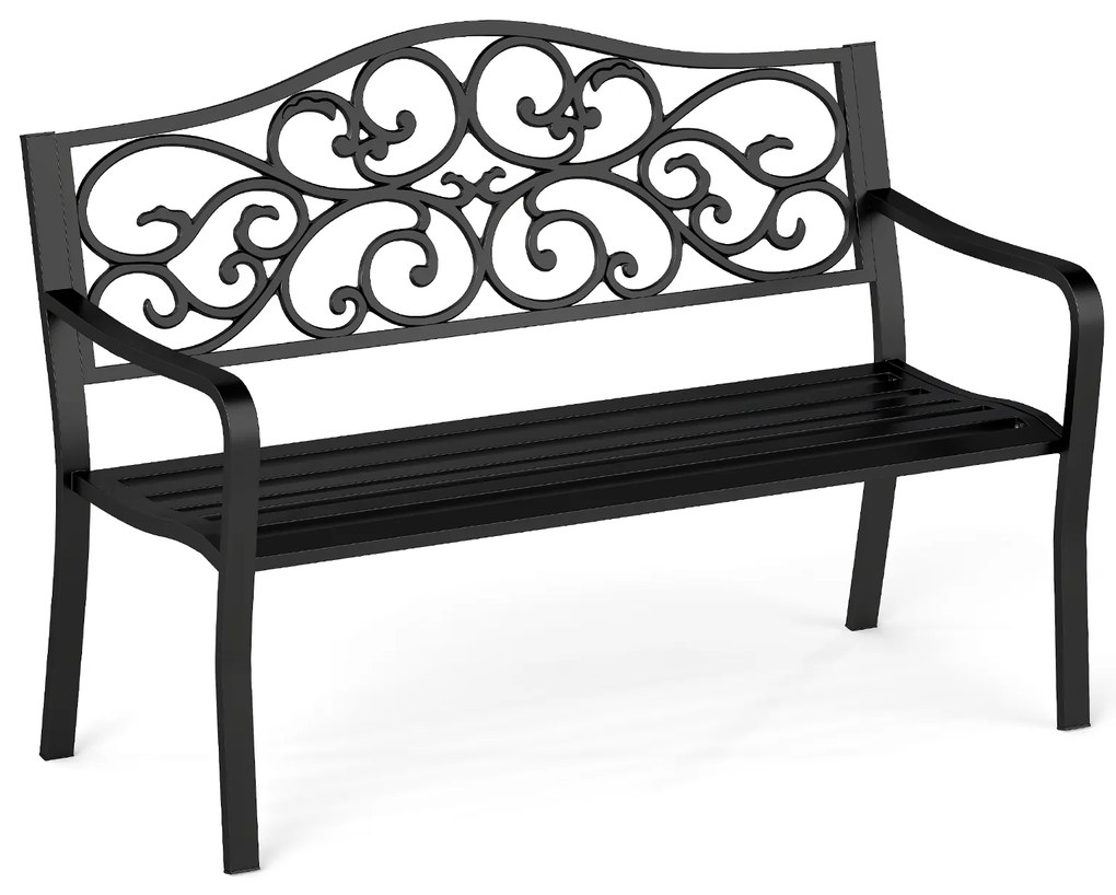 Banco externo de HDPE de 140 cm sem encosto para jardim e pátio para 2 a 3 pessoas - preto