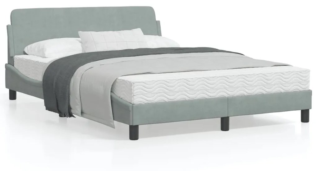 vidaXL Estrutura de cama sem colchão 140x190 cm veludo cinzento-claro