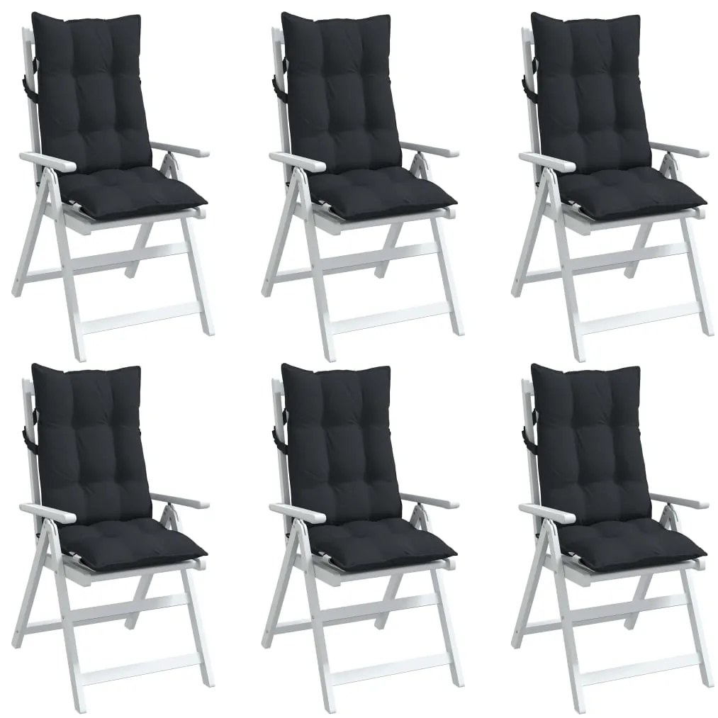 Almofadões p/ cadeira encosto alto 6 pcs tecido oxford preto
