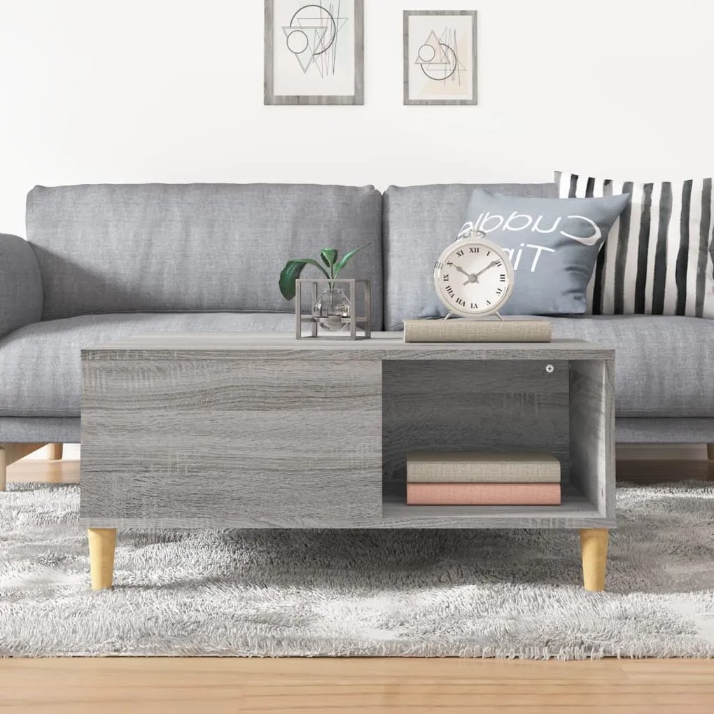 Mesa de centro 80x80x36,5 cm derivados madeira cinzento sonoma