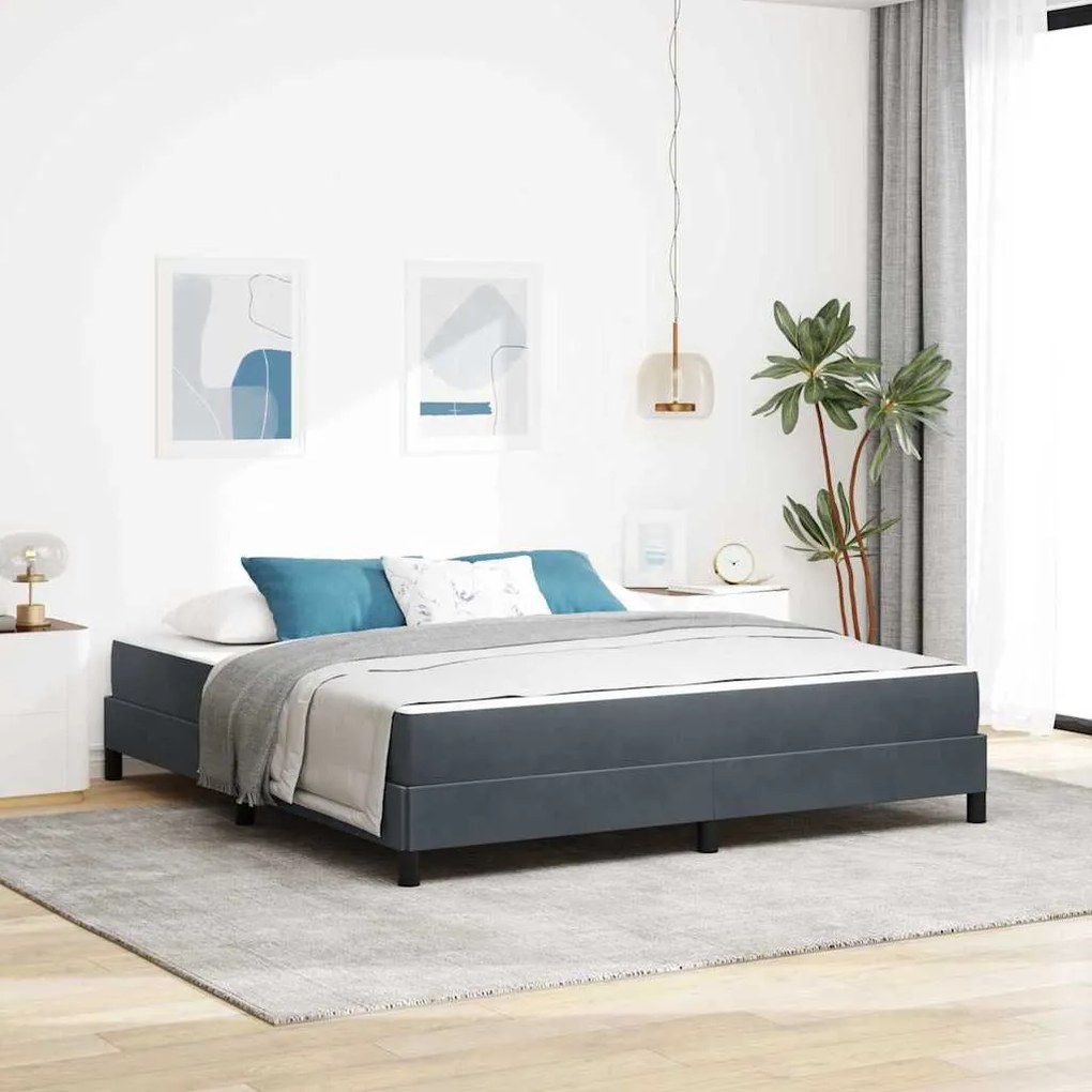 vidaXL Cama Box com colchão Cinza Escuro 180 x 220 cm tecido