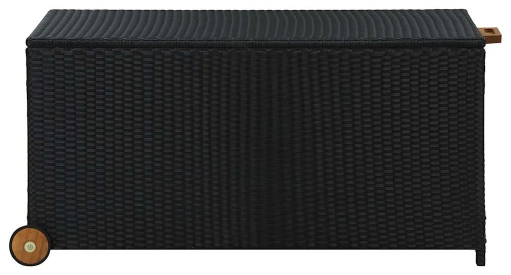 Caixa de arrumação para jardim 120x65x61 cm vime PE preto