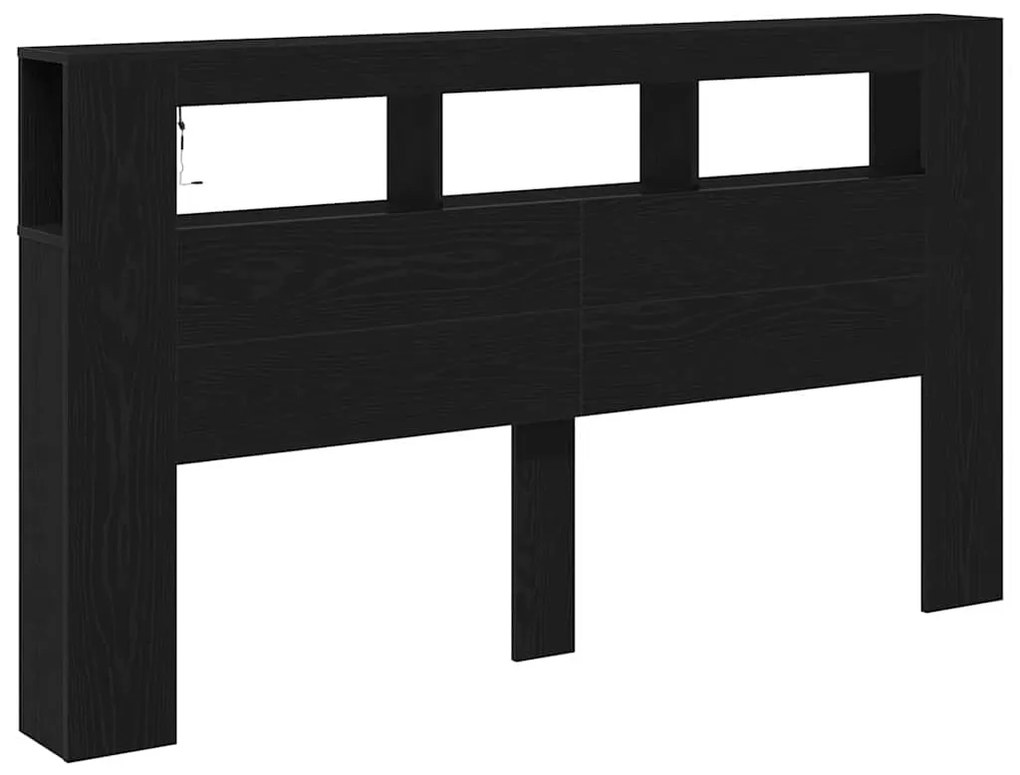 Cabeceira de Armazenamento vidaXL com Luzes LED Carvalho Preto 180x18,