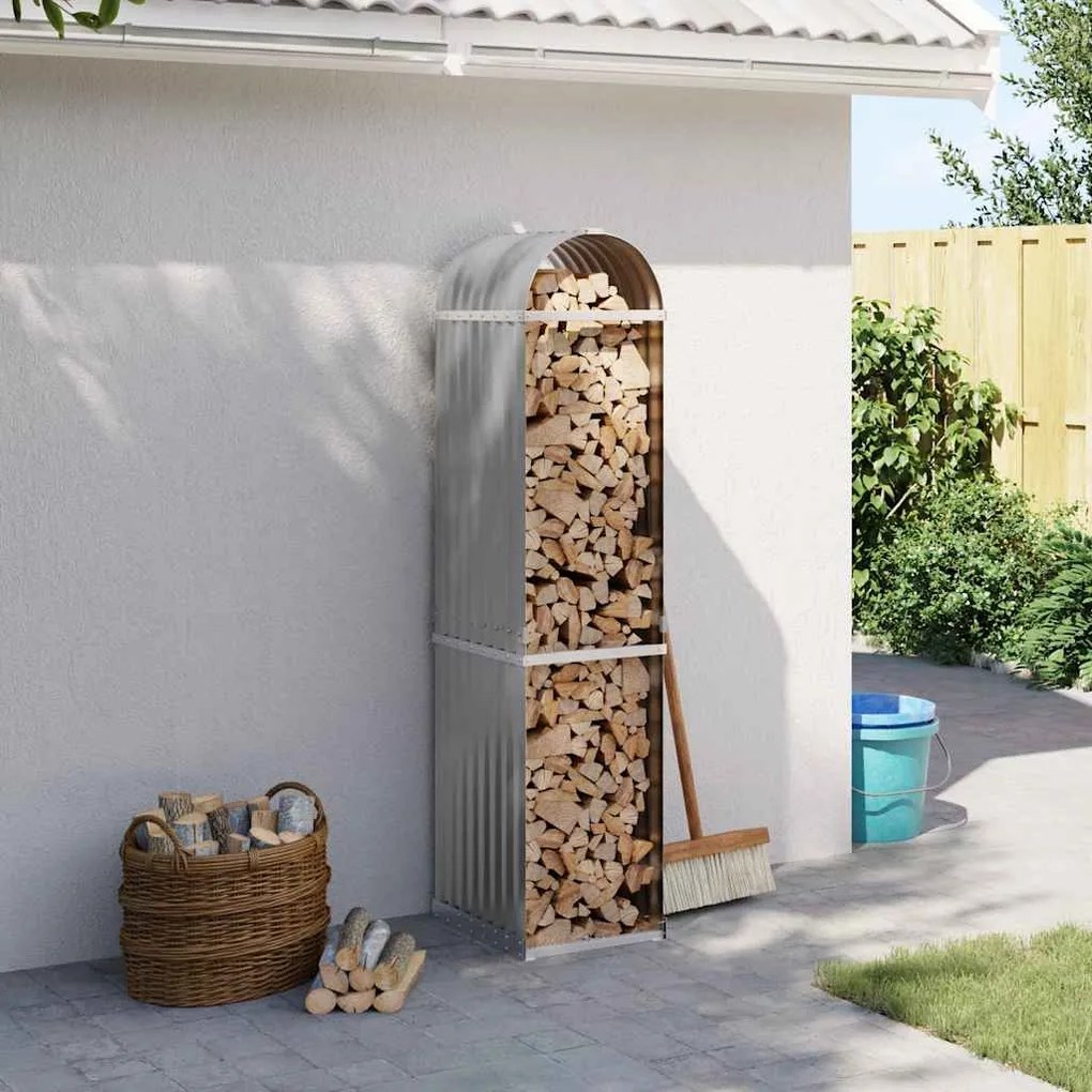 vidaXL Suporte de lenha 40x45x170 cm aço galvanizado cinza-claro