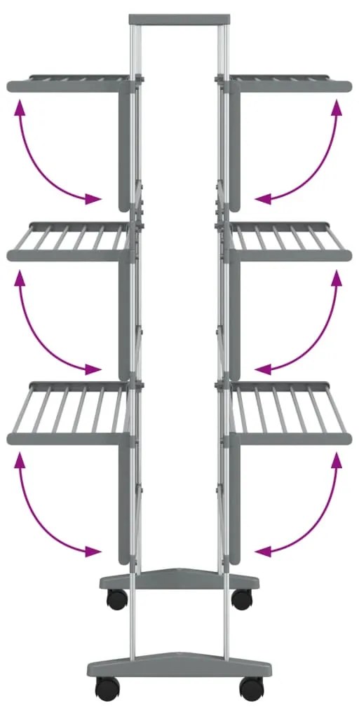 Estendal de roupa com rodas 89x64x129 cm alumínio