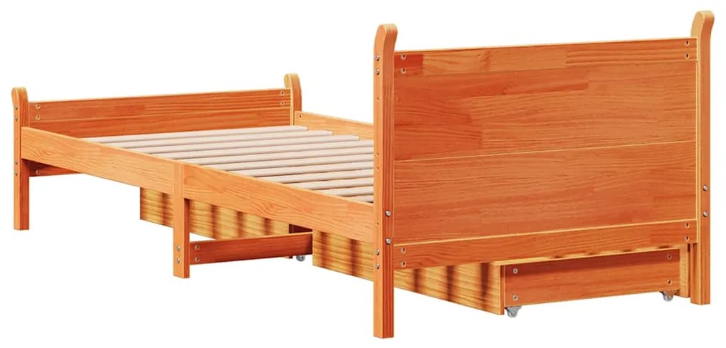 Cama sem colchão 75x190 cm madeira de pinho maciça castanho-mel