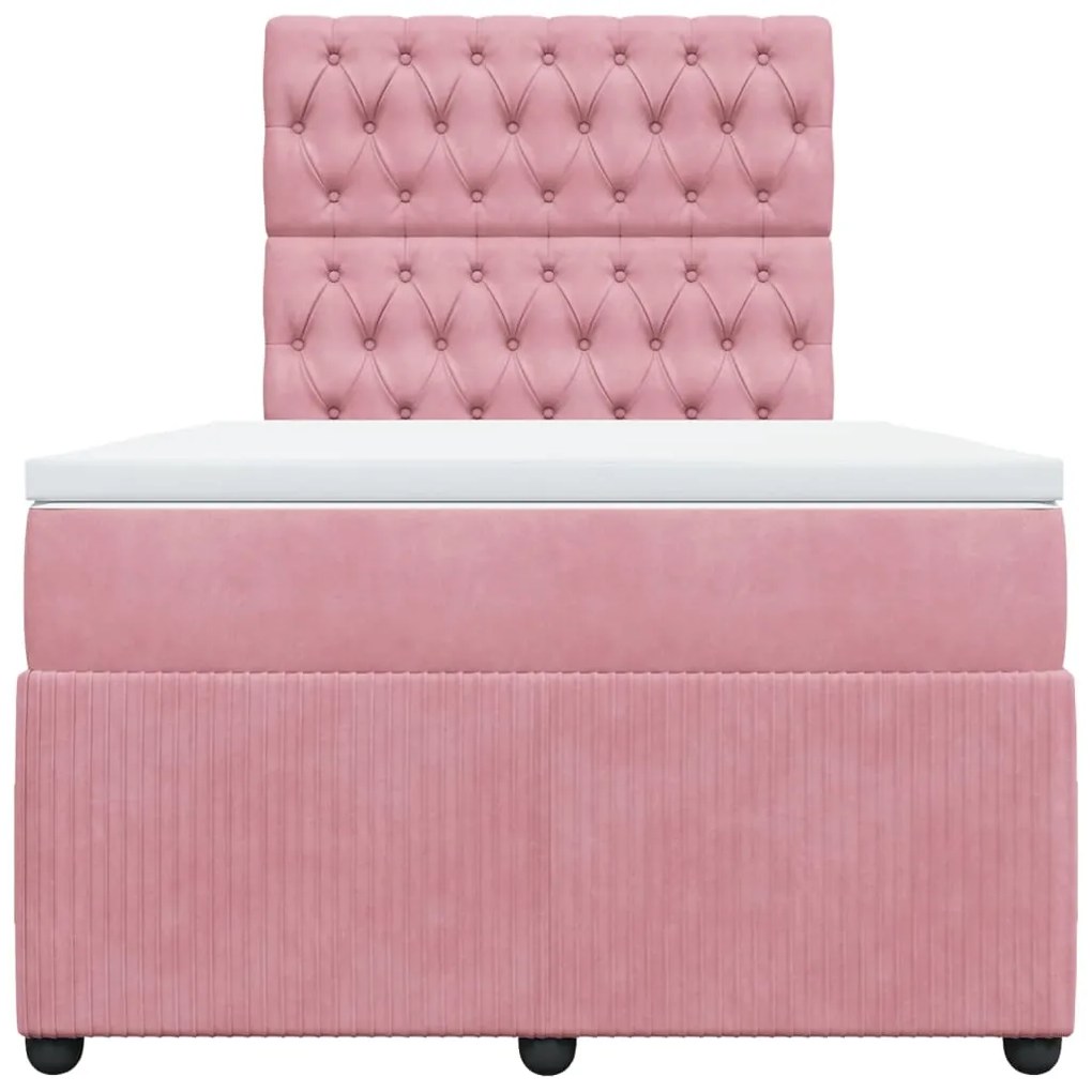 Cama boxspring com colchão 120x190 cm veludo rosa