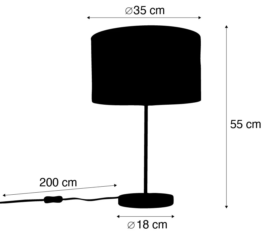 Candeeiro de Mesa em Latão com Abajur de Veludo, Design Folha e Interior Dourado - Kaso