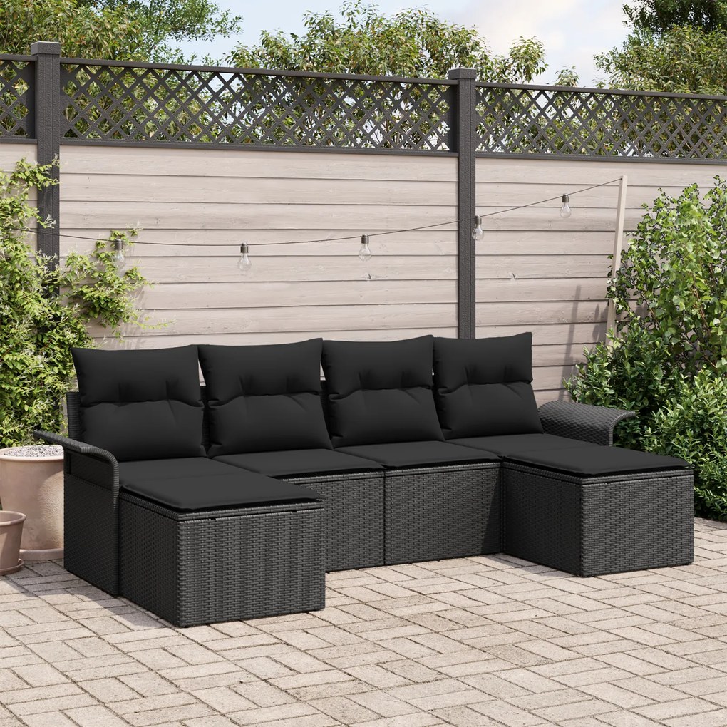 Conjunto de Sofá de Jardim Conjunto de 5 Preto
