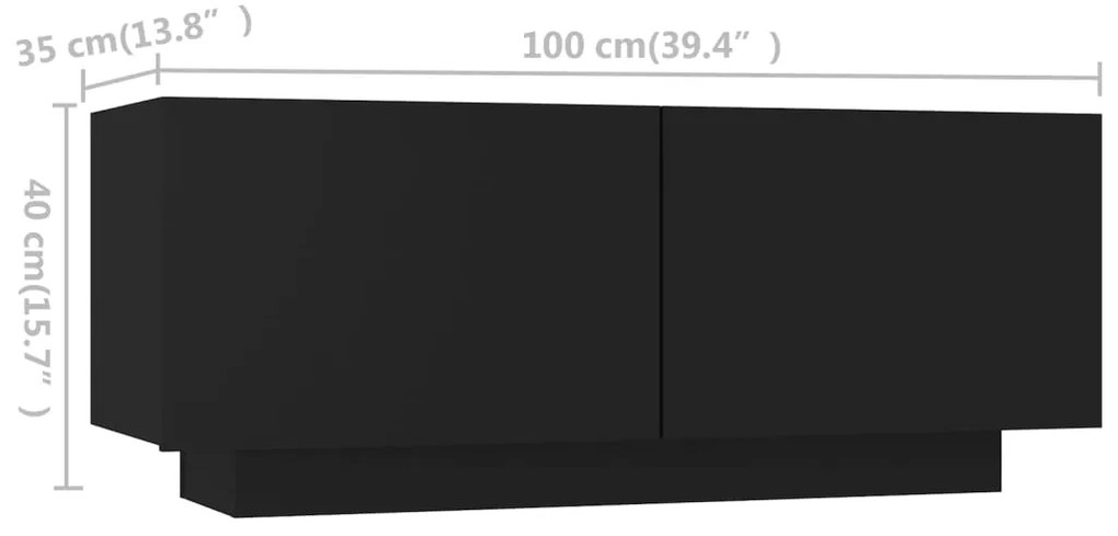 Móvel de TV com luzes LED 180x35x40 cm preto