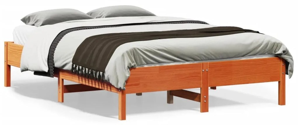 Estrutura de cama 135x190 cm madeira pinho maciça castanho cera