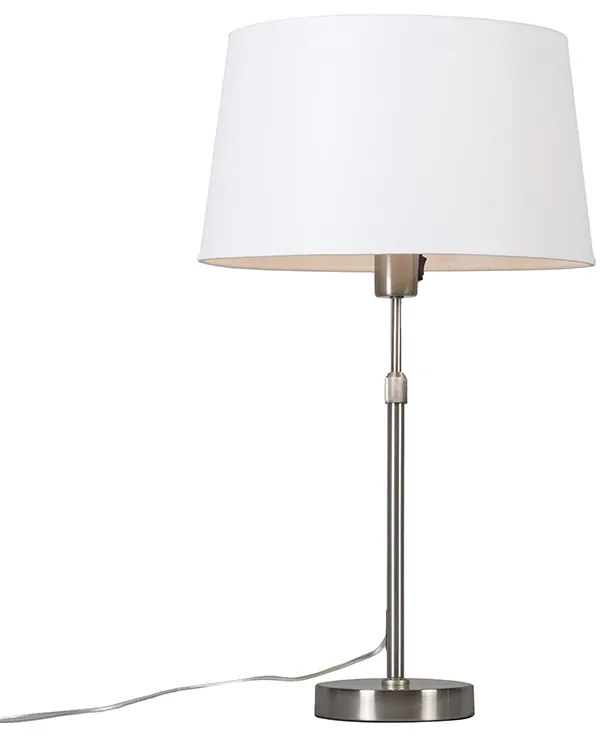 Candeeiro de mesa aço com sombra branca 35 cm ajustável - Parte Design,Moderno