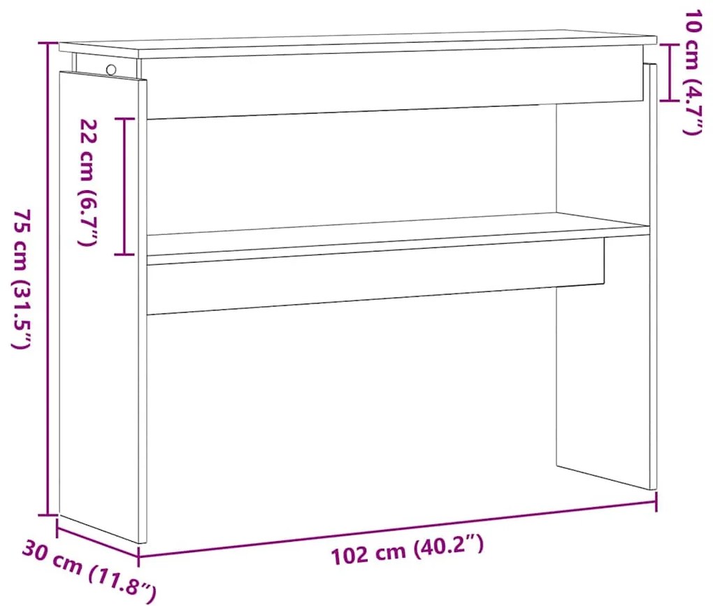 Mesa de Consola vidaXL em Madeira de Carvalho Preta 80x30x102 cm