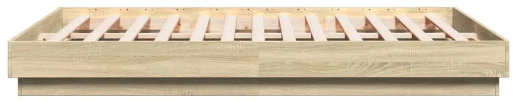 Estrutura de cama com luzes LED 140x200 cm carvalho sonoma