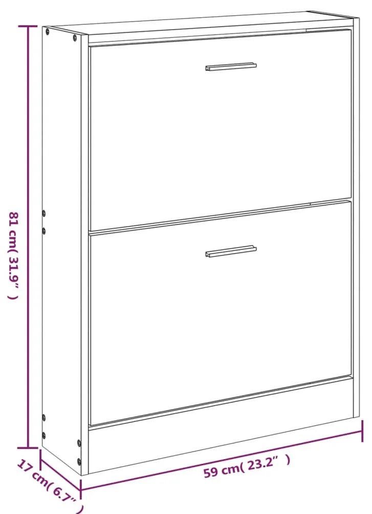 Sapateira 59x17x81 cm derivados de madeira sonoma cinza