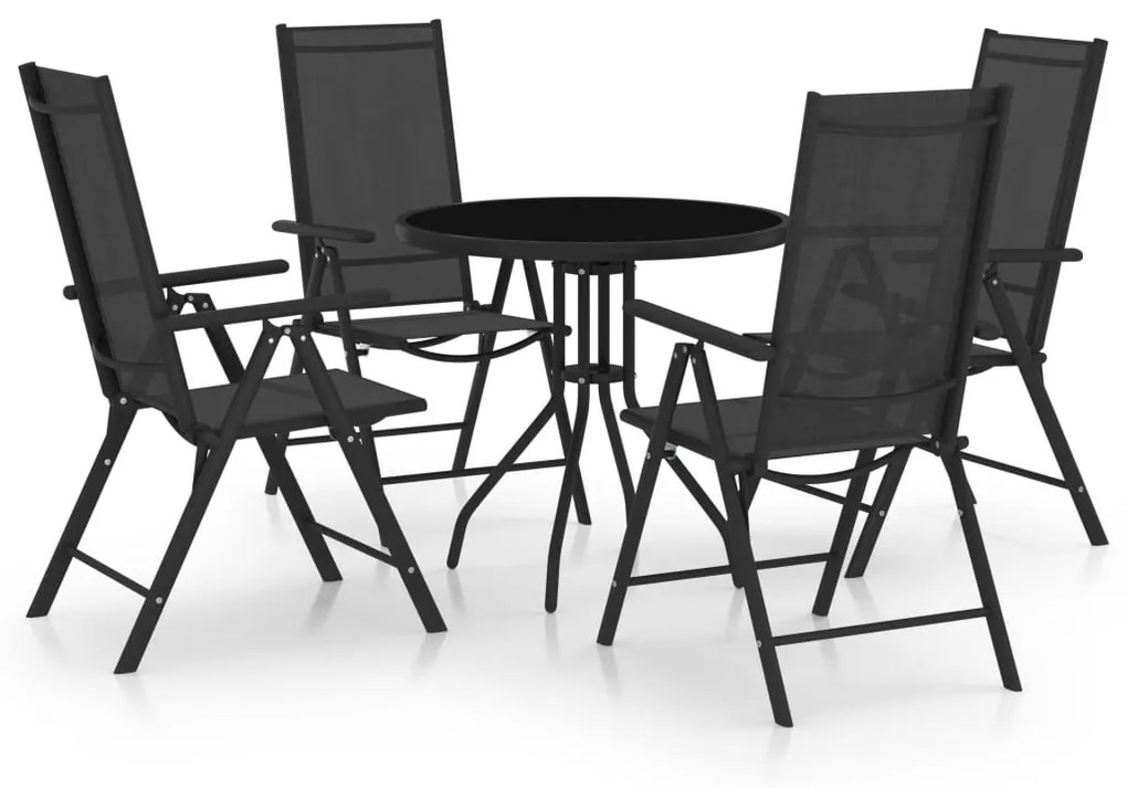 vidaXL 5 pcs conjunto de jantar para jardim alumínio e textilene preto