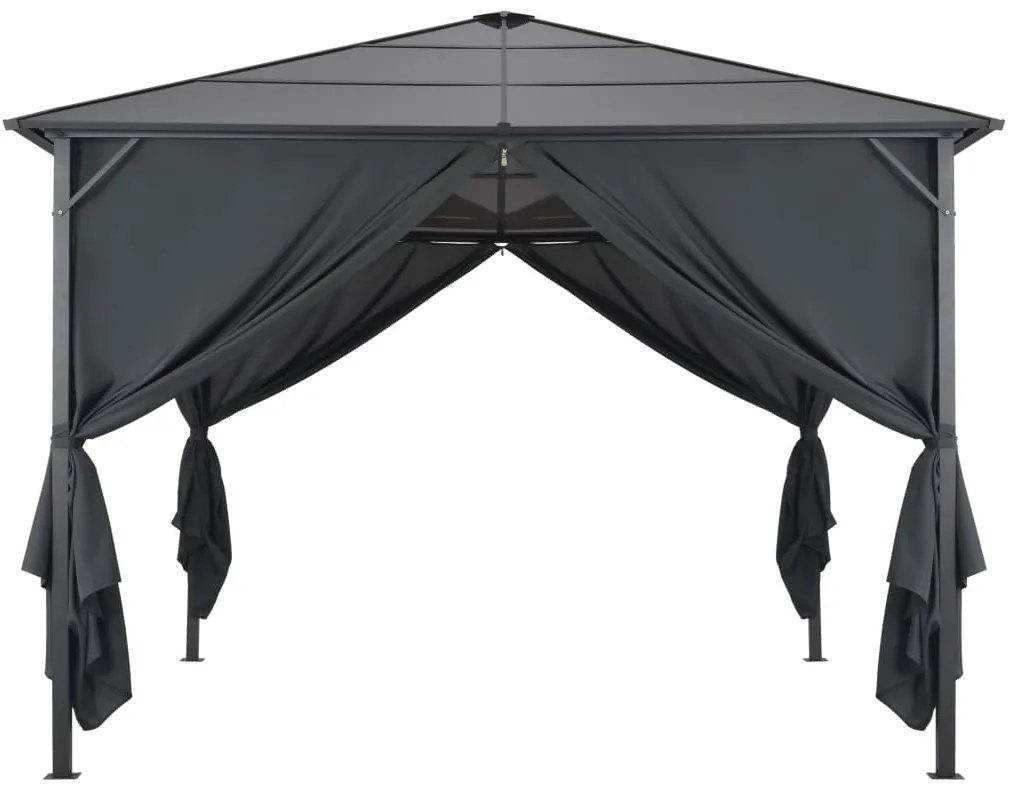 Gazebo com cortinas Alumínio 3x3 m preto