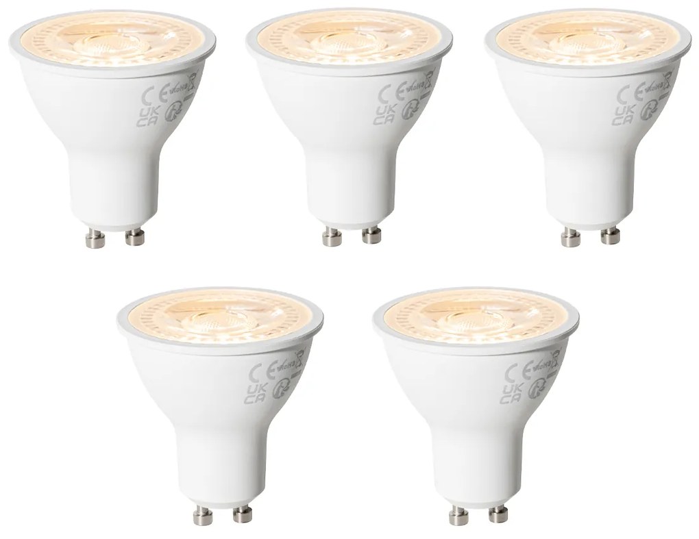 Conjunto de 5 Lâmpadas LED GU10 Reguláveis em 3 Níveis 6W 430 lm 2000 - 6000K