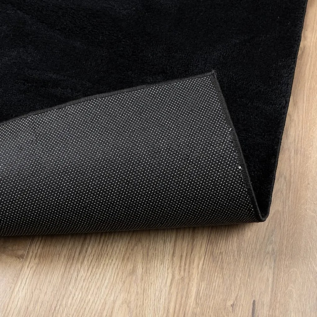 Tapete de pelo curto OVIEDO 160x160 cm preto