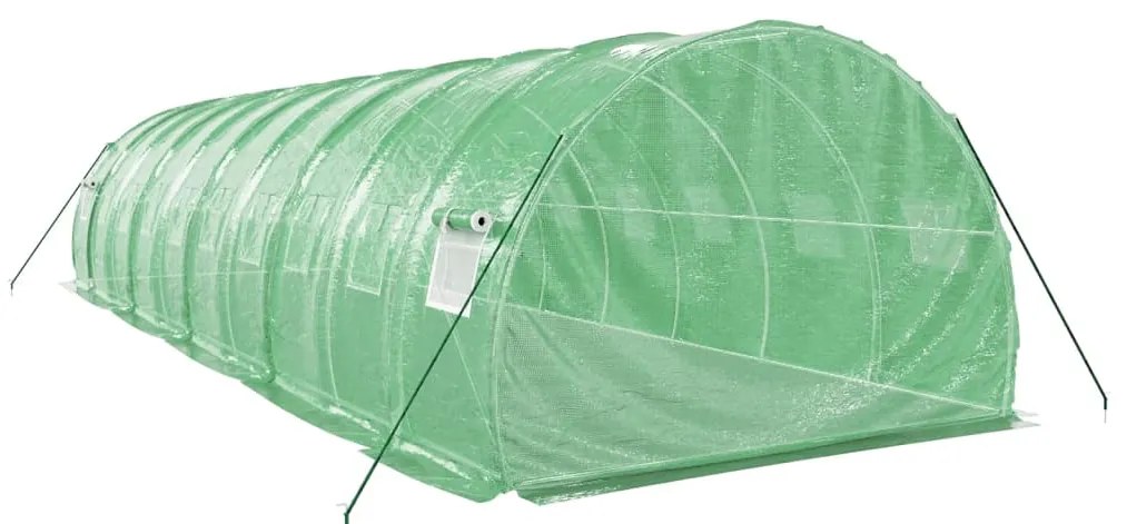 Estufa com estrutura de aço 30 m² 10x3x2 m verde