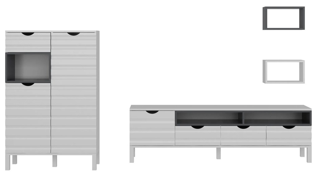 Móvel TV Adel – Branco/Antracite – 180x53,6x35 cm