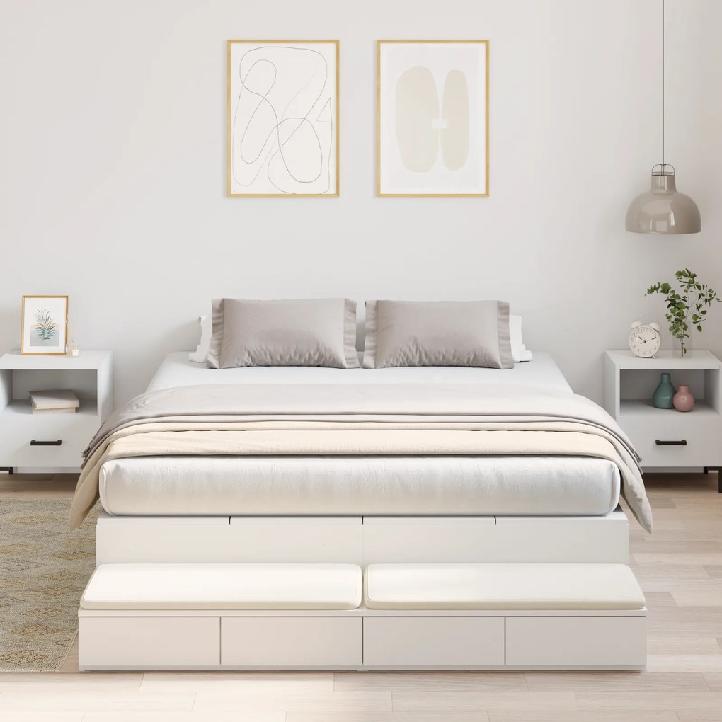 Estrado de Cama com Armazenamento Branco 140x200 cm