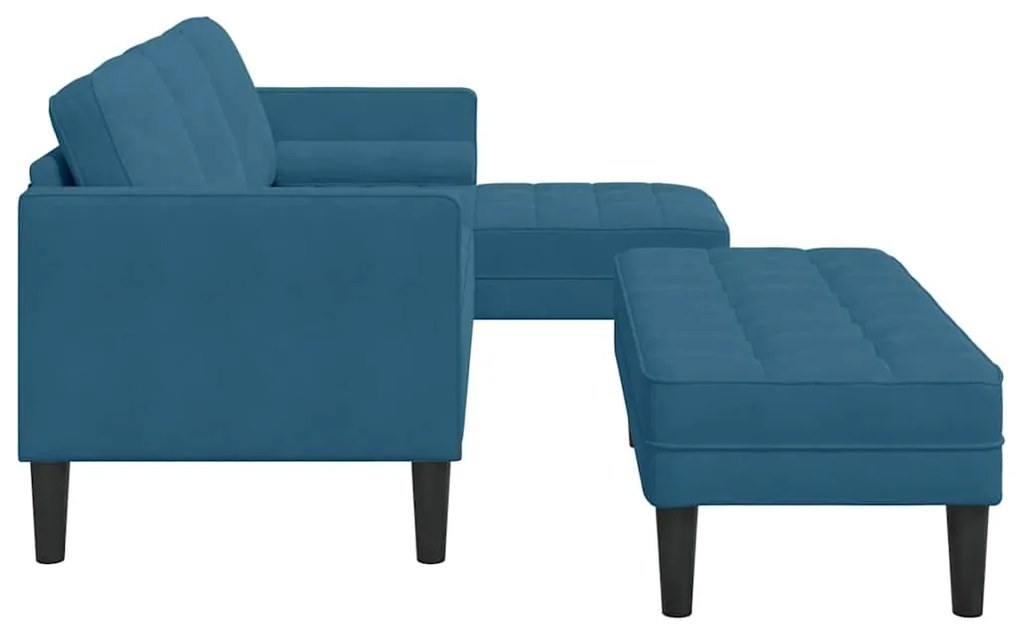Sofá de Jardim vidaXL com Banco e Almofadas em Veludo Azul em L