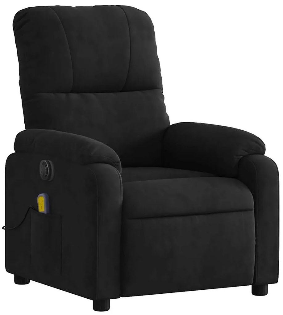 Poltrona de massagens reclinável elétrica microfibra preto