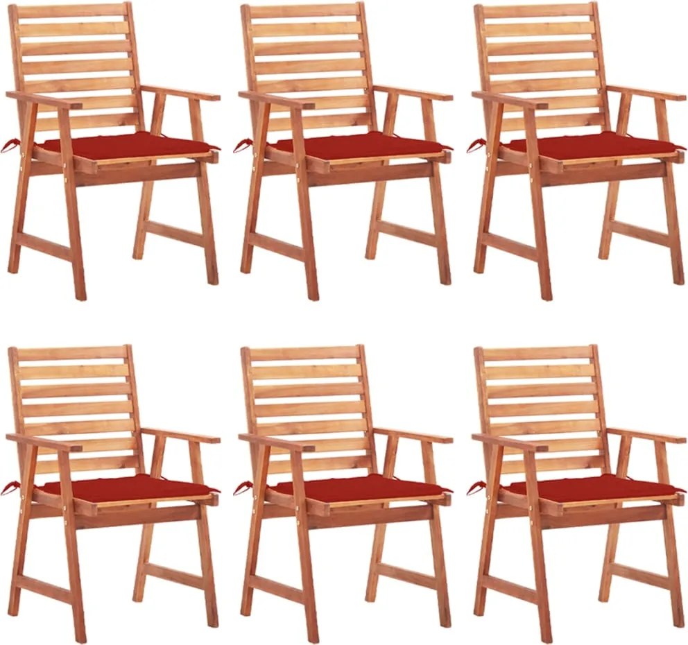 vidaXL Cadeiras de jantar p/ jardim 6 pcs c/ almofadões acácia maciça