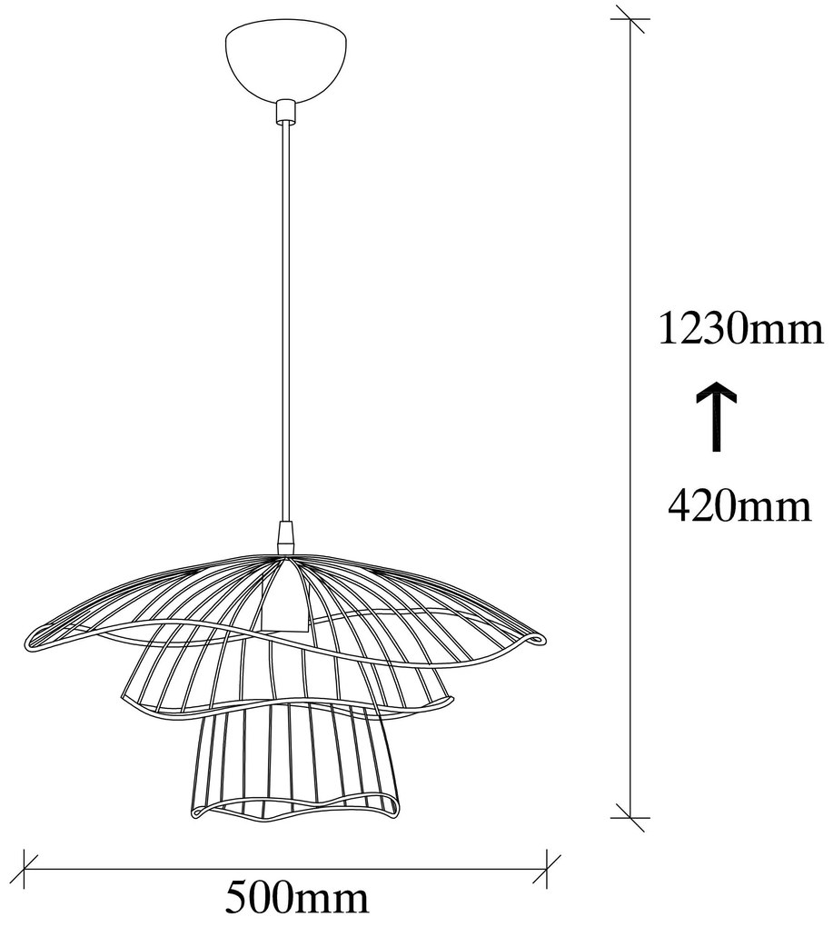 Candeeiro Chandelier Tel – Preto – 50 cm de Diâmetro, Altura Ajustável
